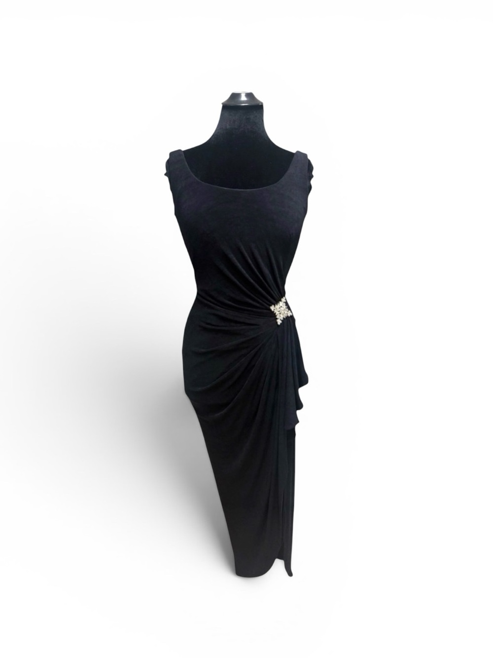 90s Tadashi Midi Rhinestone Formal Dress